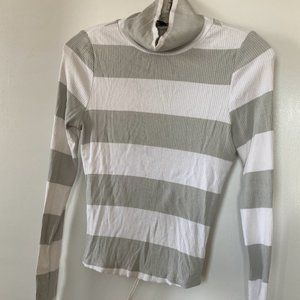 AFRM Striped Turtleneck Long Sleeve Ruched Back